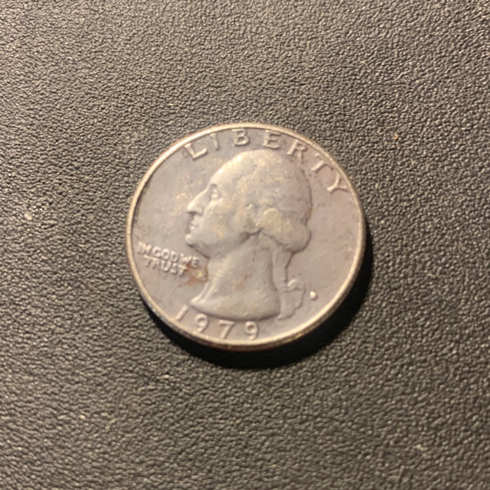 1979 US Quarter Coin with filled in mint mark